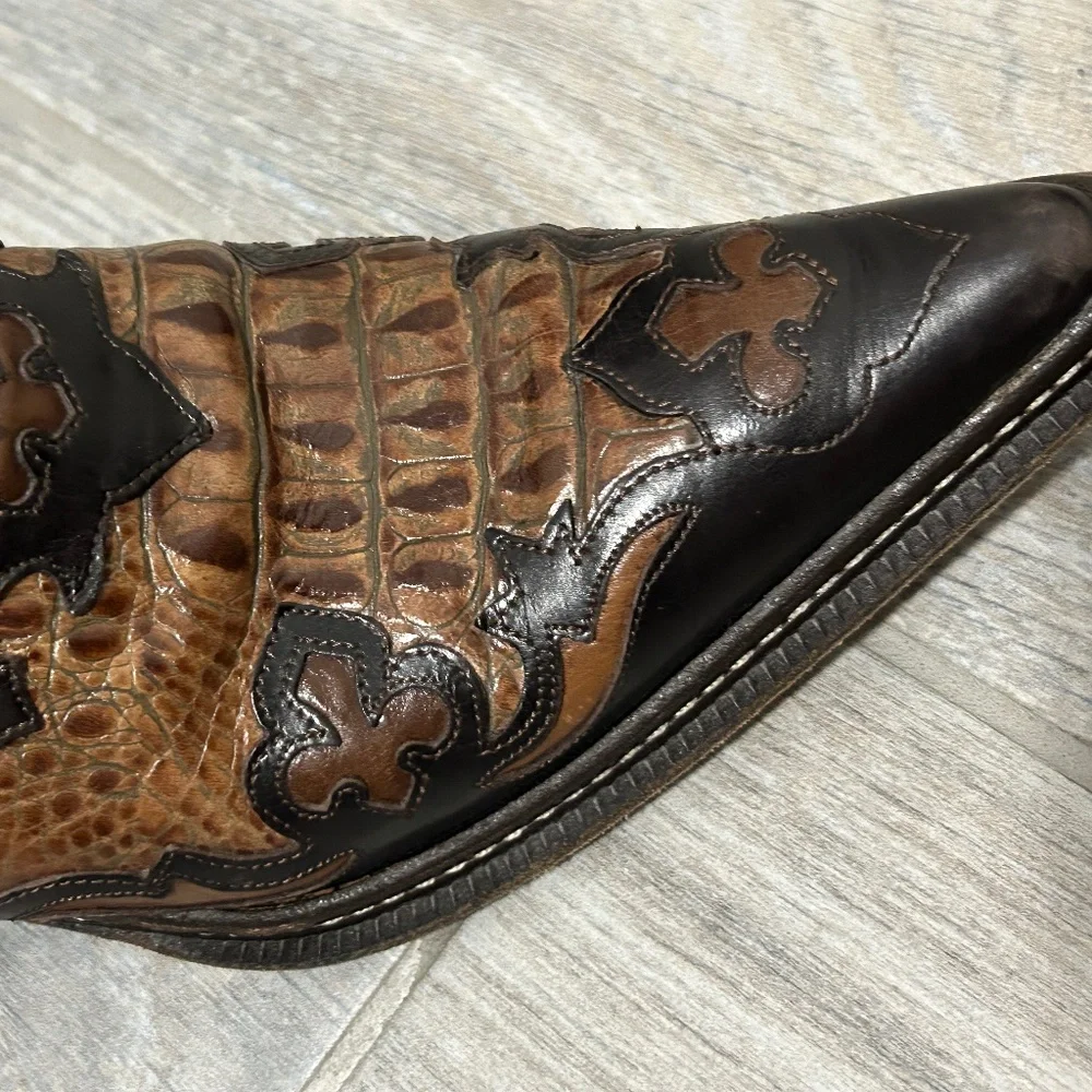 Women's Donald J. Pliner Black/Tan Western Shoe Boot/Mule/Clog - 6-6.5 - Picture 10 of 10
